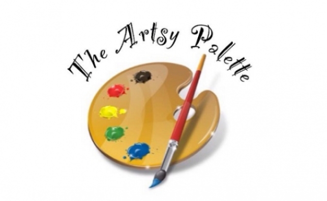 Artist's palette with paint brush