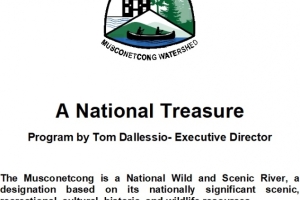 National water trail logo with building, trees and canoe