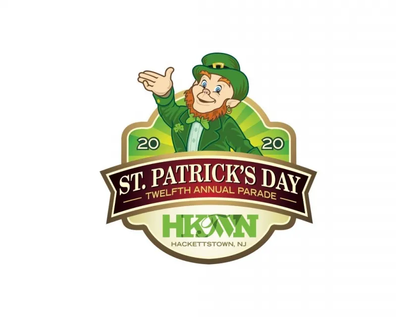 Leprechaun waving for Hackettstown's St. Patrick's Day parade